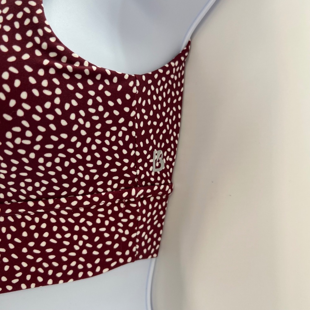 Buffbunny Collection Burgundy Dotted Strappy Cage Back Sports Bra XS Maroon - Picture 3 of 8